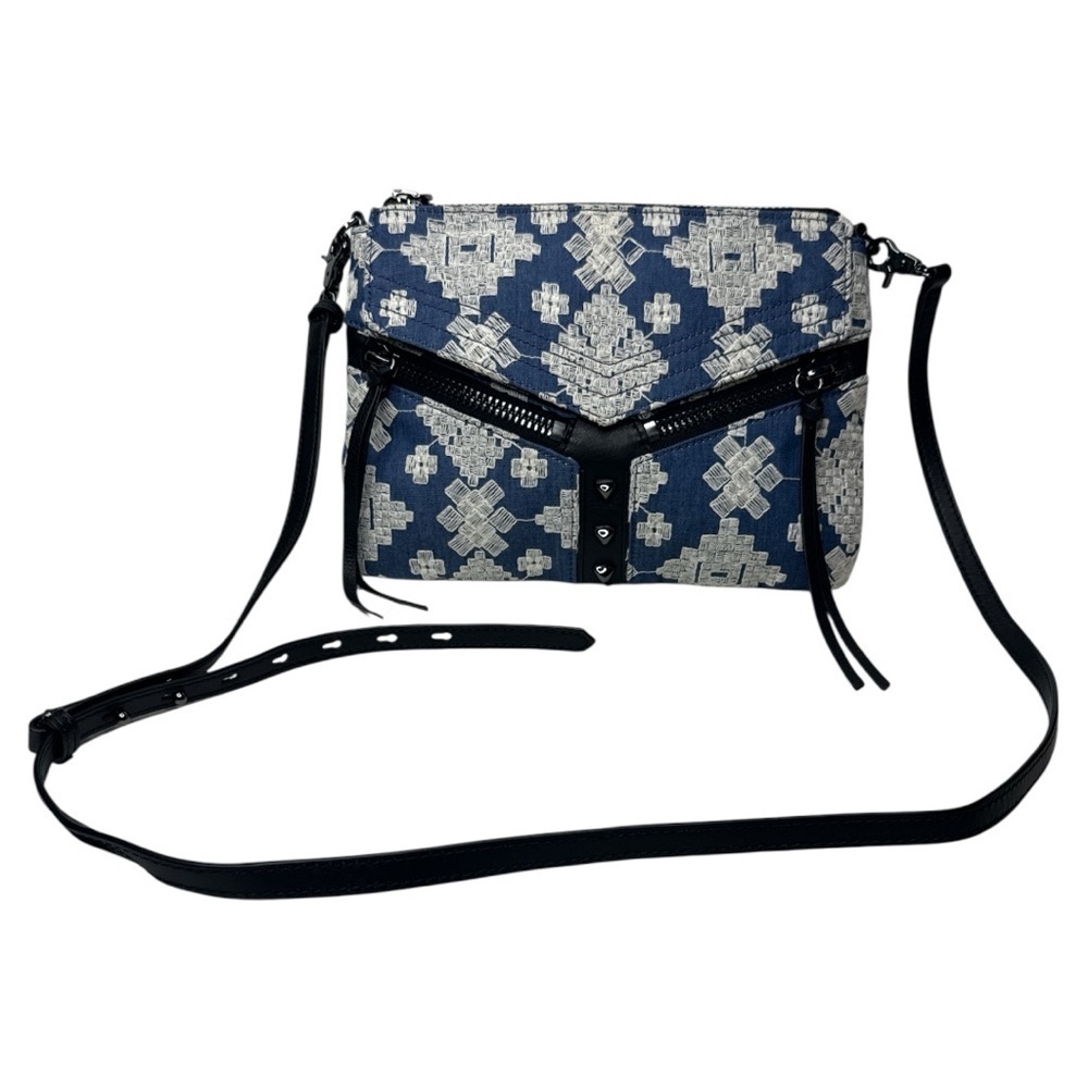 Botkier Trigger Blue Cream Denim Embroidered Crossbody Bag